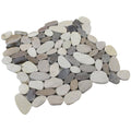 White, Grey and Tan Honed Sliced Pebble Floor and Wall Tile (5.0 Sq. ft. / case) M67123