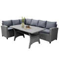 PE Rattan Wicker Sectional Sofa Set with Table W54887