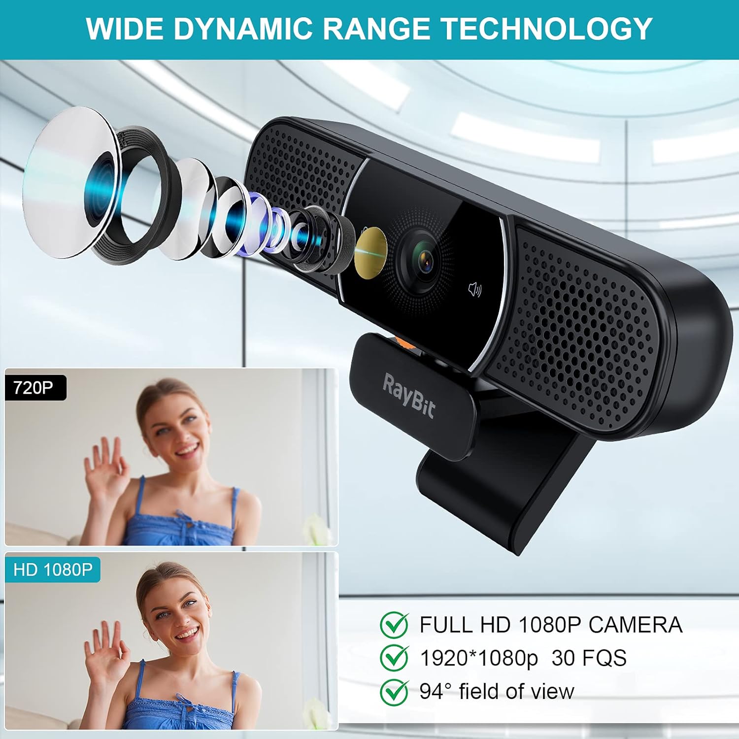 2 Pack Webcam with Microphone and Speaker F509