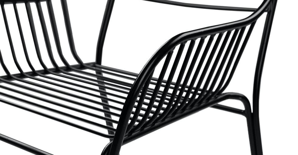 Black Outdoor Dining Armchairs Metal Frame A878