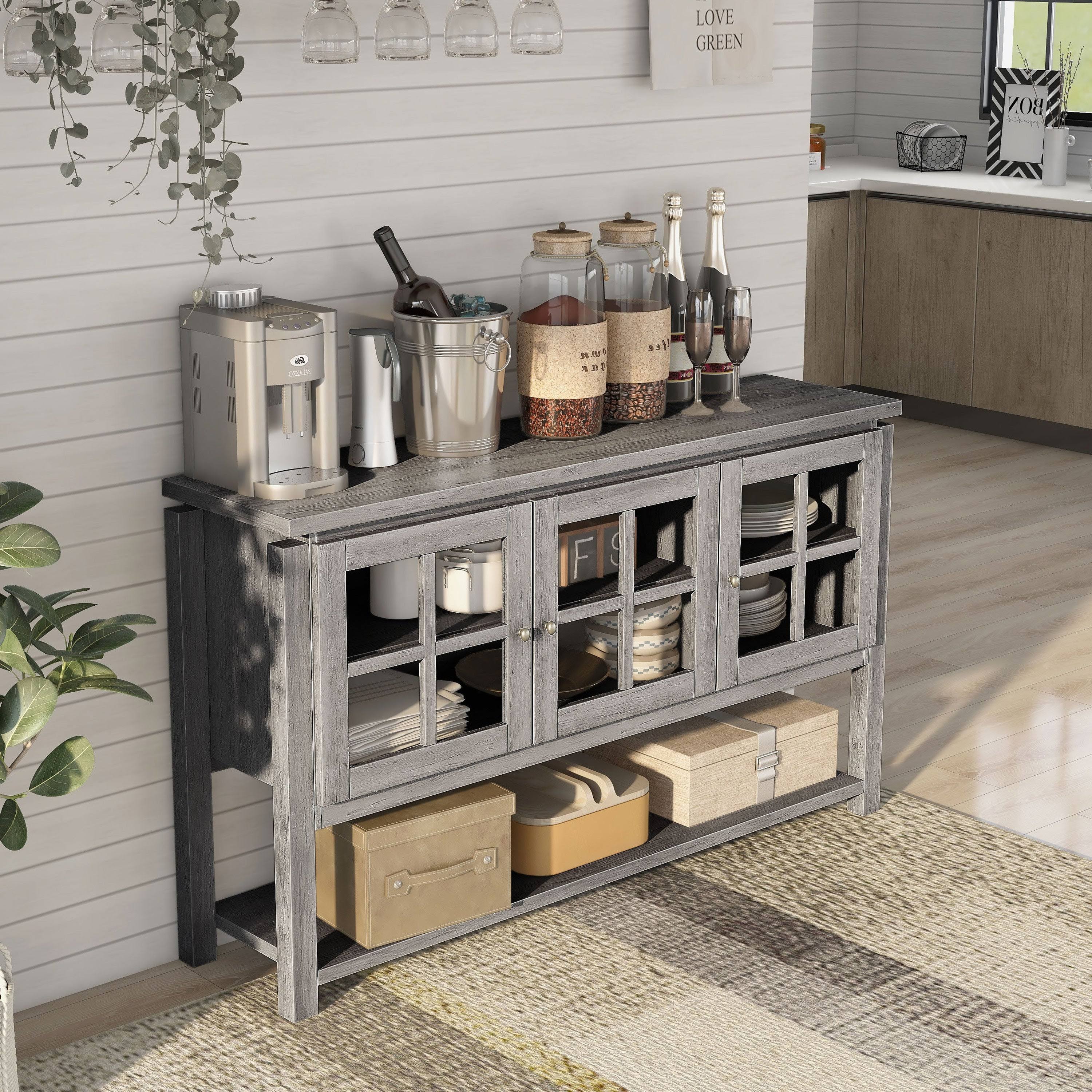 Black Contemporary Buffet Table Q392