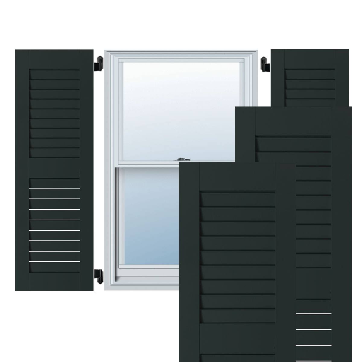 Dark Green Louvered Shutters Pair F784