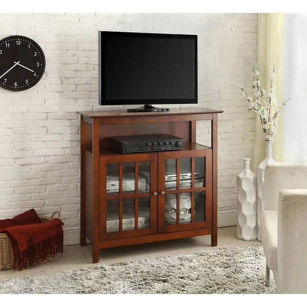 Cherry Highboy TV Stand with Storage Cabinets X8683
