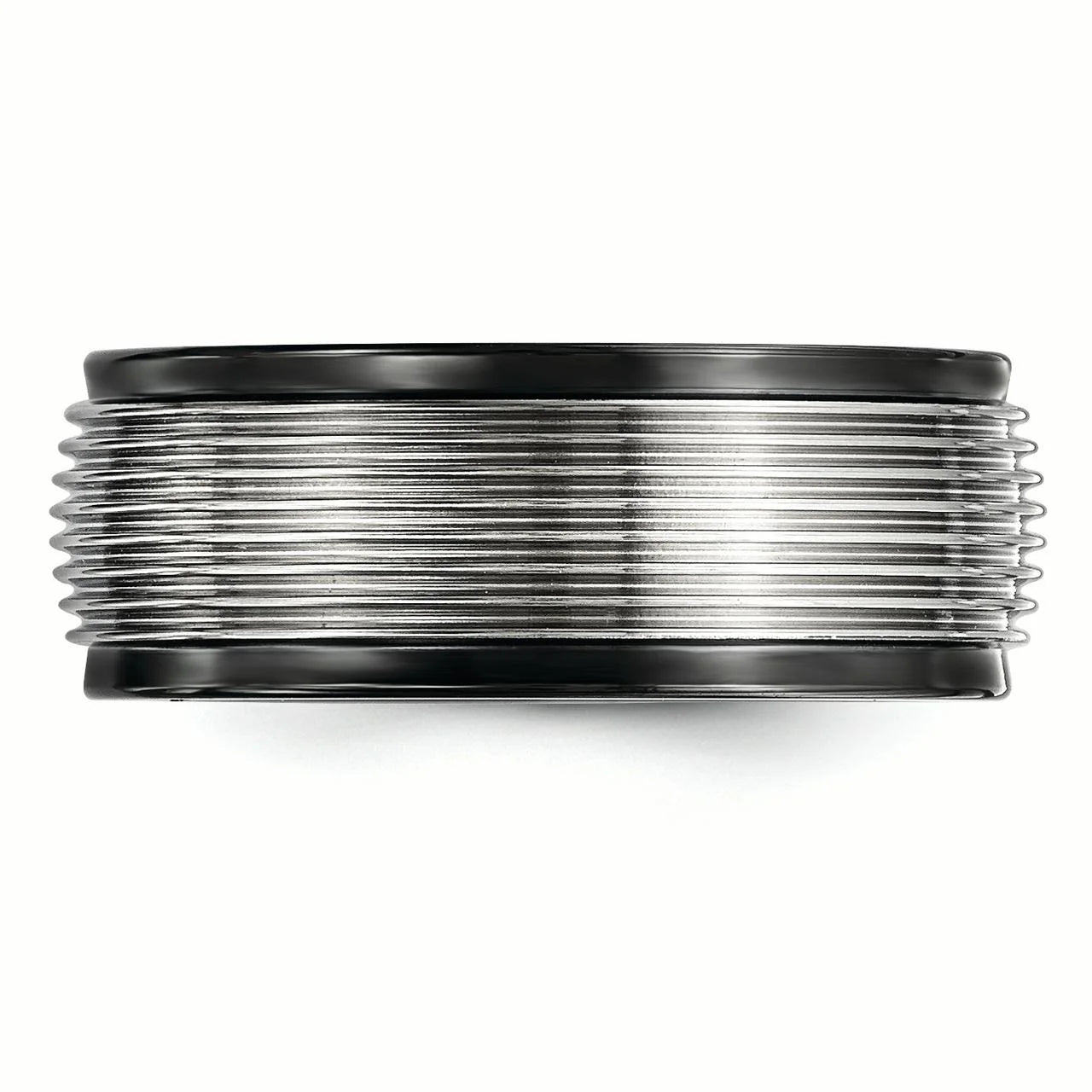 Black Ti & Titanium Polished Grooved Ring V501