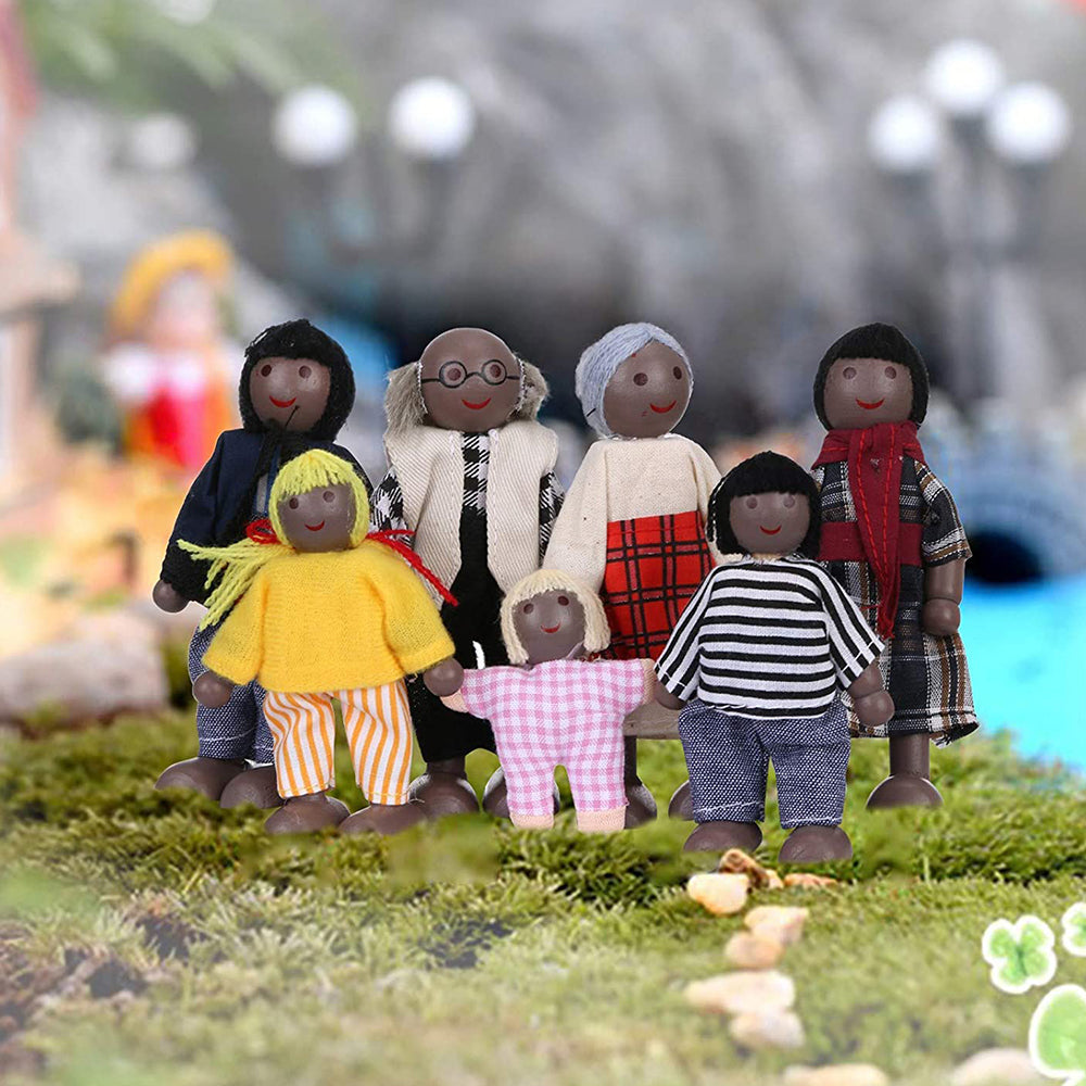 7pcs Wooden Doll Family Educational Wooden Toys J145