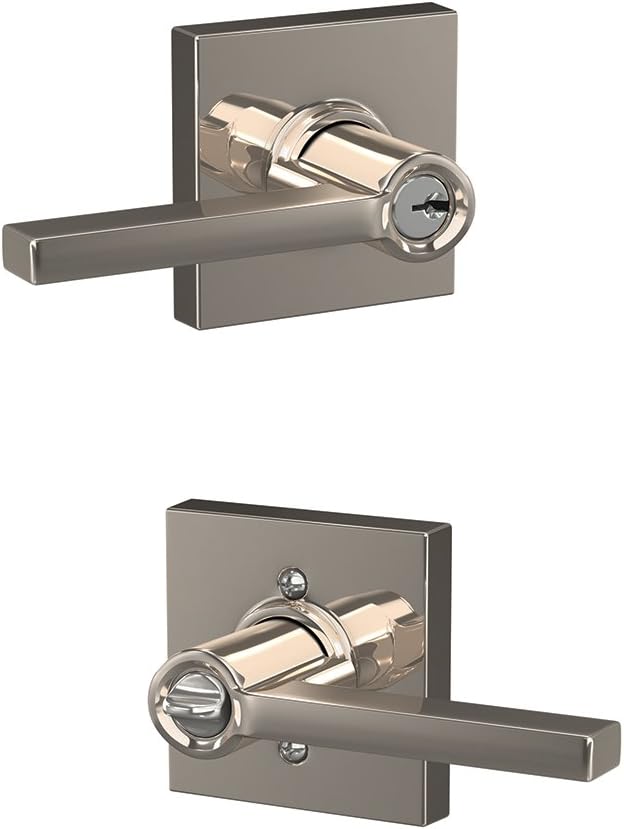Polished Nickel Keyed Entry Lever Lock Pack of 2 T705