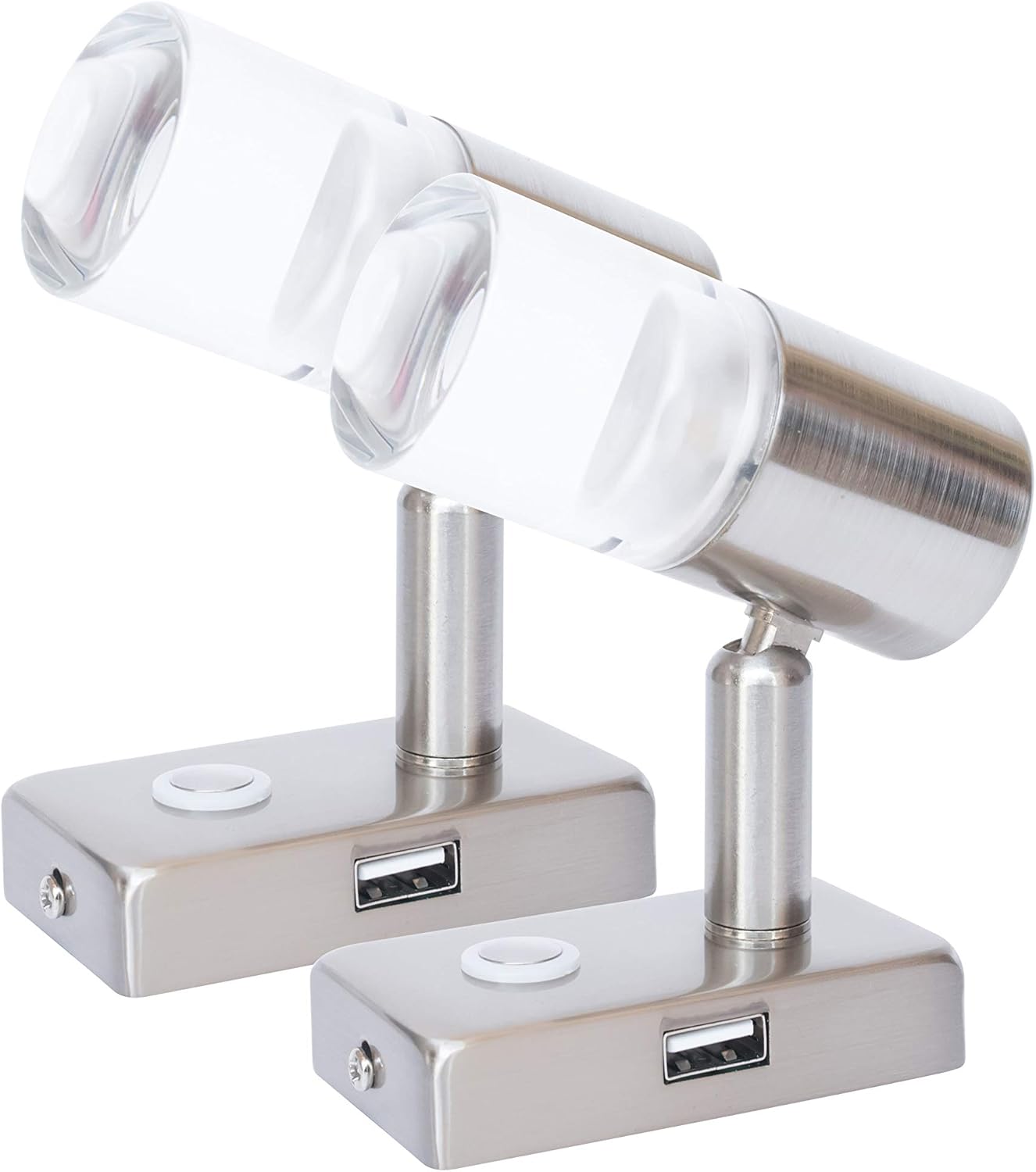 12V LED RV Interior Reading Light 3W with USB Port Dimmable Touch Switch Warm Two Pack I9968