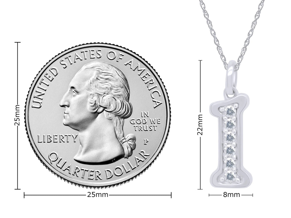 1/5 Ct Round Cut Moissanite Initial "I" Pendant Necklace in 14k White Gold Over Sterling Silver 18" Chain P538636