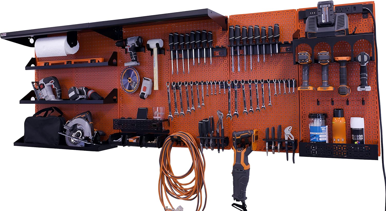 96" x 32" Metal Pegboard Wall Storage System Blue/Black D7811