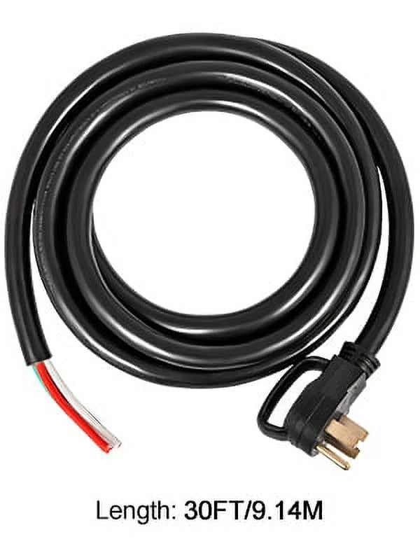 30' 50A RV Power Cord 6/3 + 8/1 AWG NEMA 14-50P to Bare Wire A83446