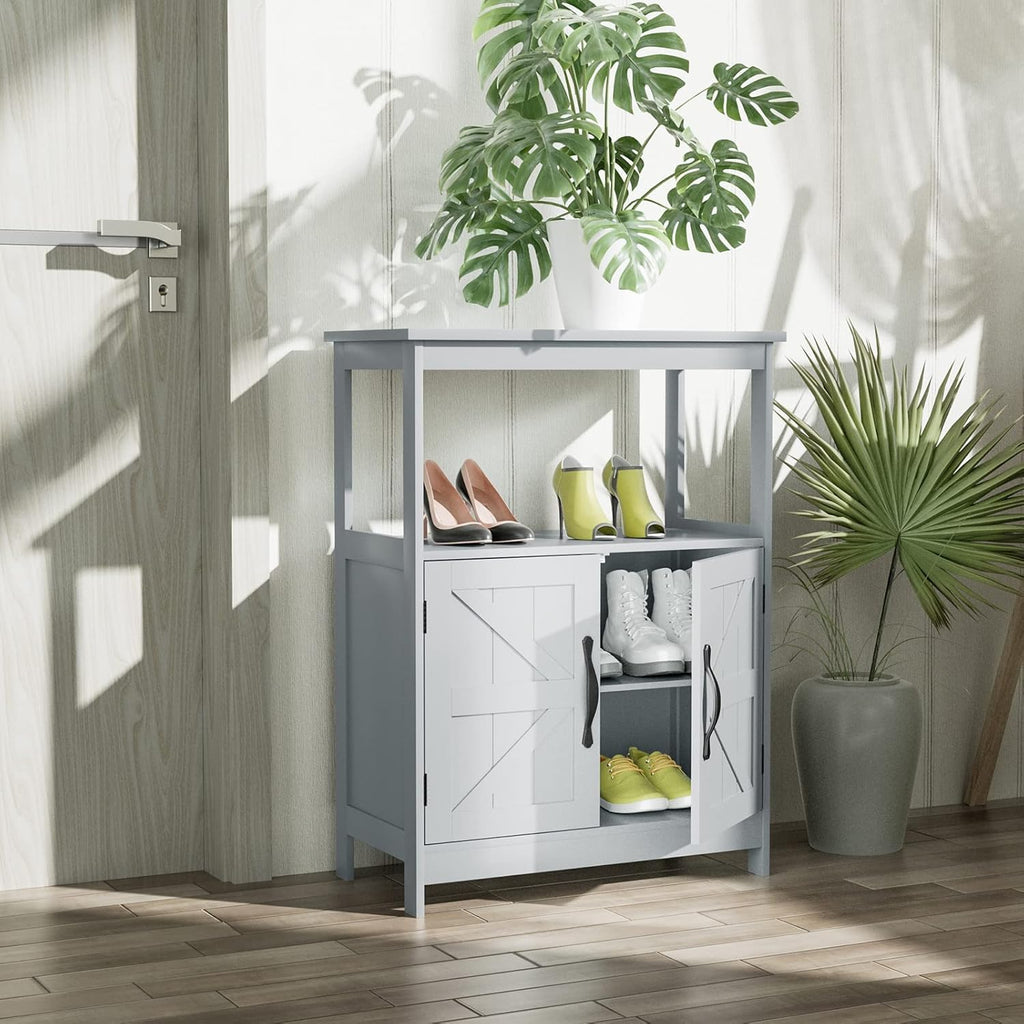 Gray Floor Cabinet with 2 Doors and Adjustable Shelf D565580