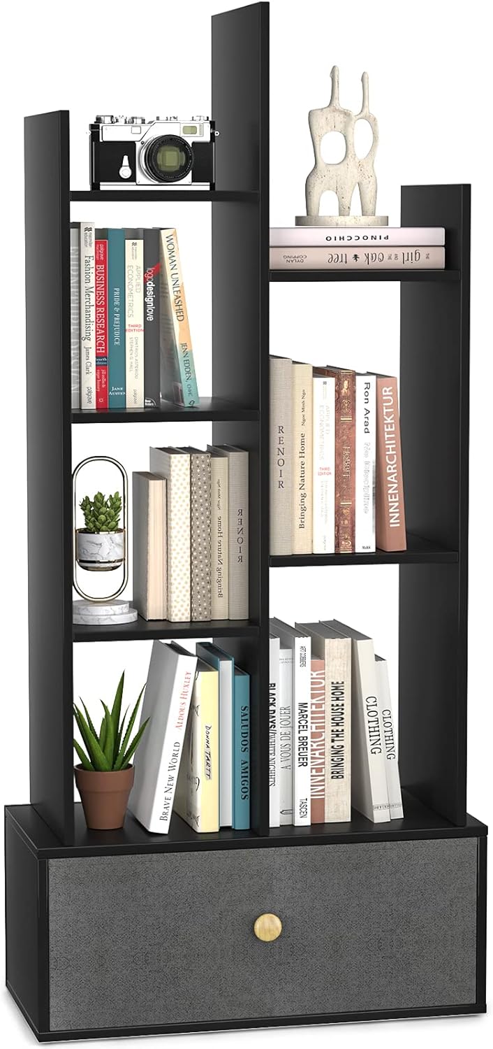 Rustic Brown 2 Drawer Wood Bookshelf F994843