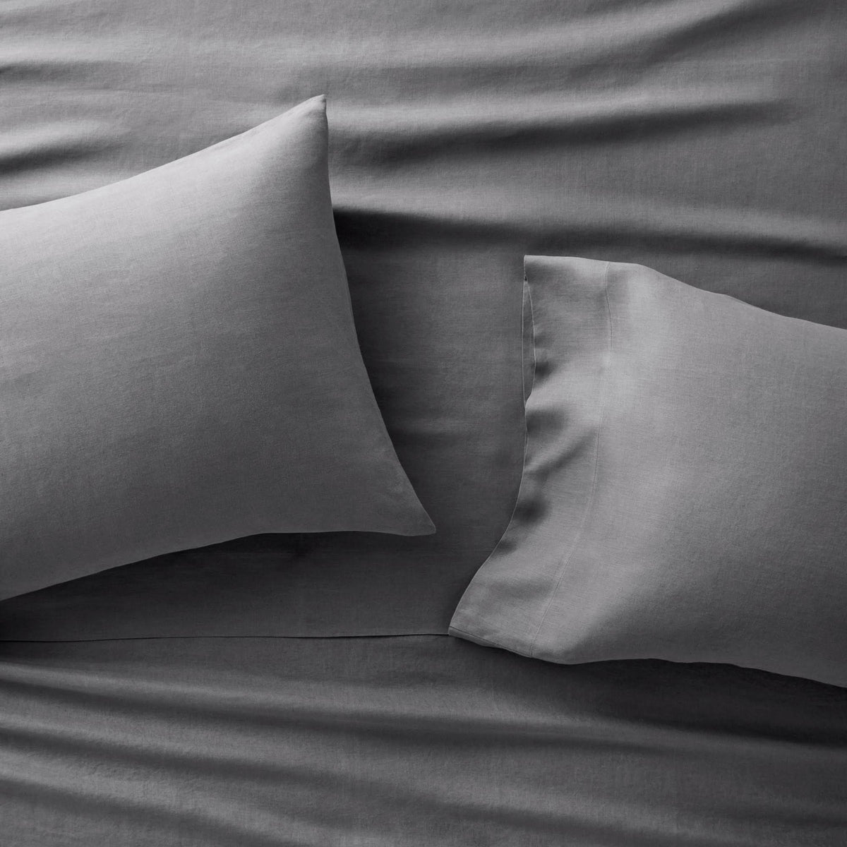California King 100% Washed Hemp Solid Sheet Set Dark Gray M29451