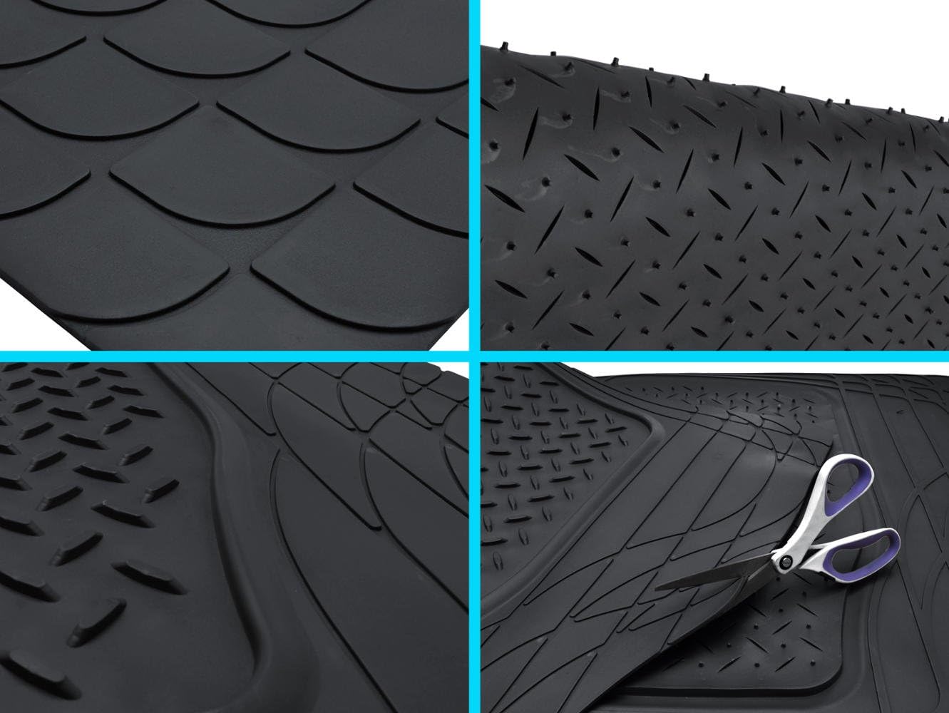 Heavy Duty Rubber Floor Mats (2 Front, 1 Liner & Cargo Mat) A169
