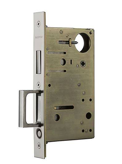 Pocket Door Lock with Pull, Satin Brass/Black S21752