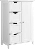White Wooden Floor Storage Cabinet with 1 Door & 4 Drawer L73023