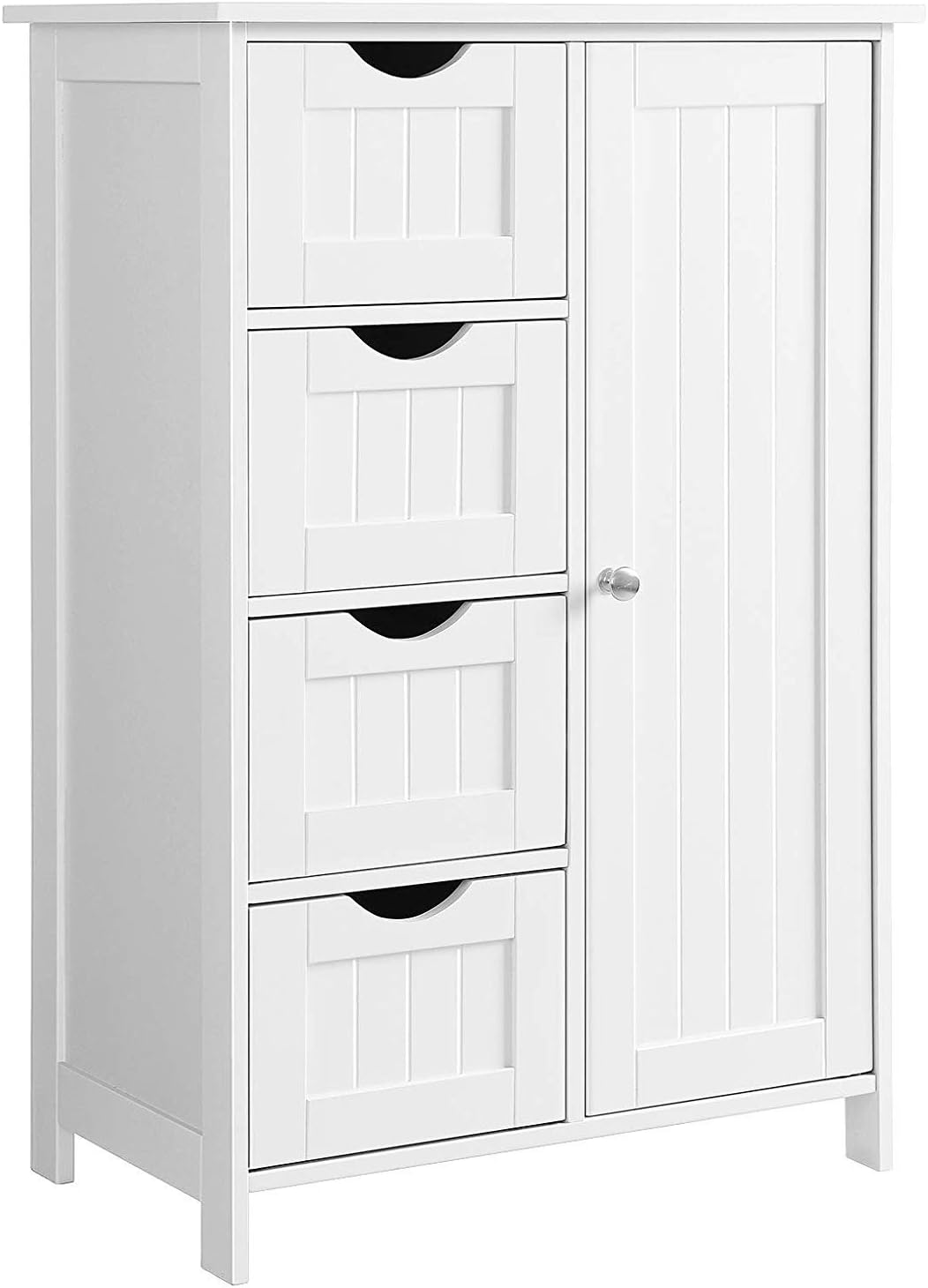 White Wooden Floor Storage Cabinet with 1 Door & 4 Drawer L73023