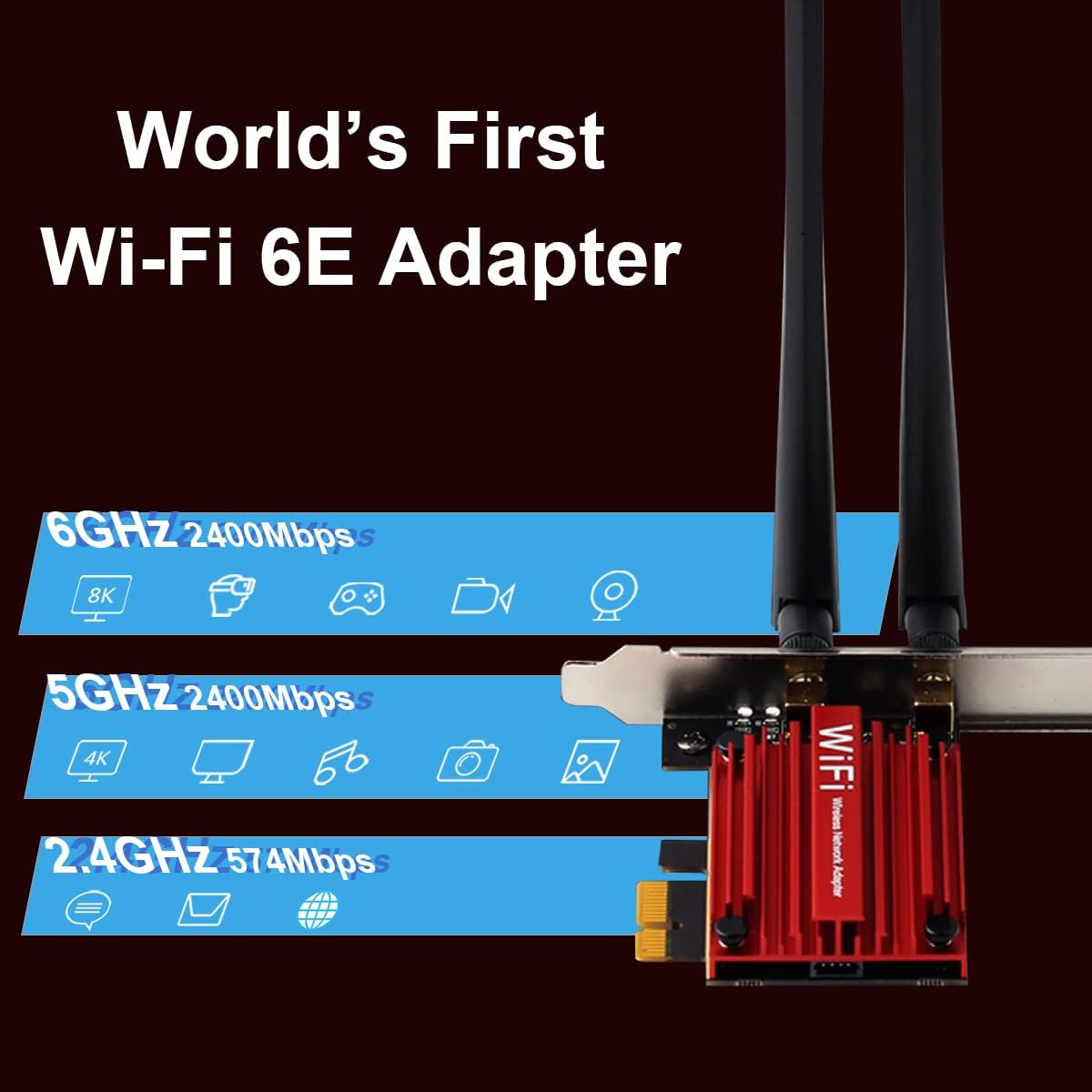 WiFi 6E AX5400 PCIe WiFi Card, Bluetooth 5.2, Tri-Band 6GHz, Pack of 2 S80821