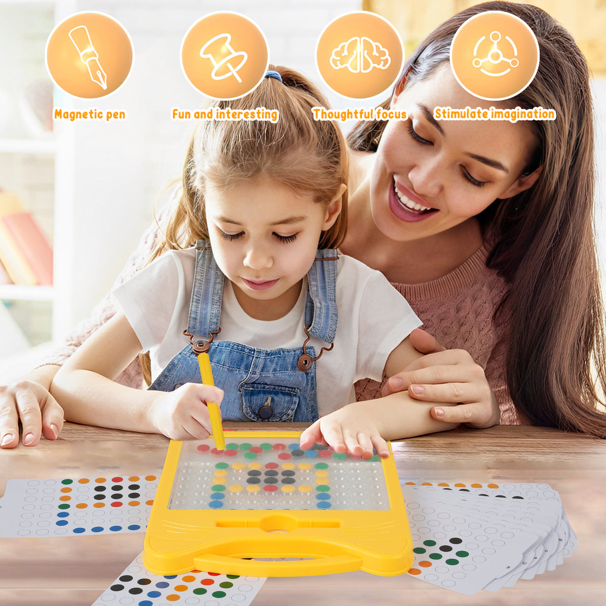 Magnetic Drawing Board with Magnetic Pen and Cards A96626