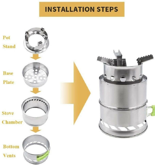 Portable Folding Wood Burning Camping Stove H5595