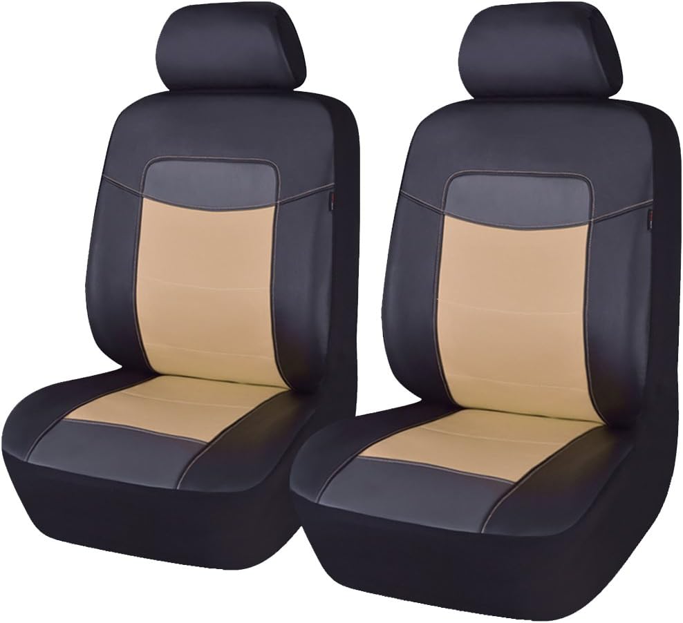 Black Leather Car Seat Covers Full Set Pack of 2 M928262