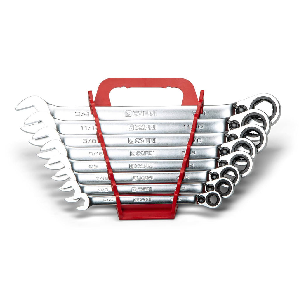 SAE 6-Point Long Pattern Reversible Ratcheting Combination Wrench Set (8-Piece) K1975