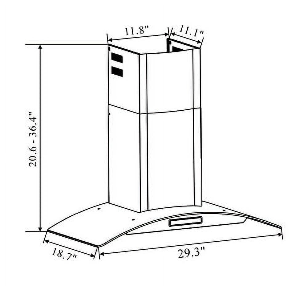 30" Stainless Steel Tempered Glass Wall Mount Range Hood X607875