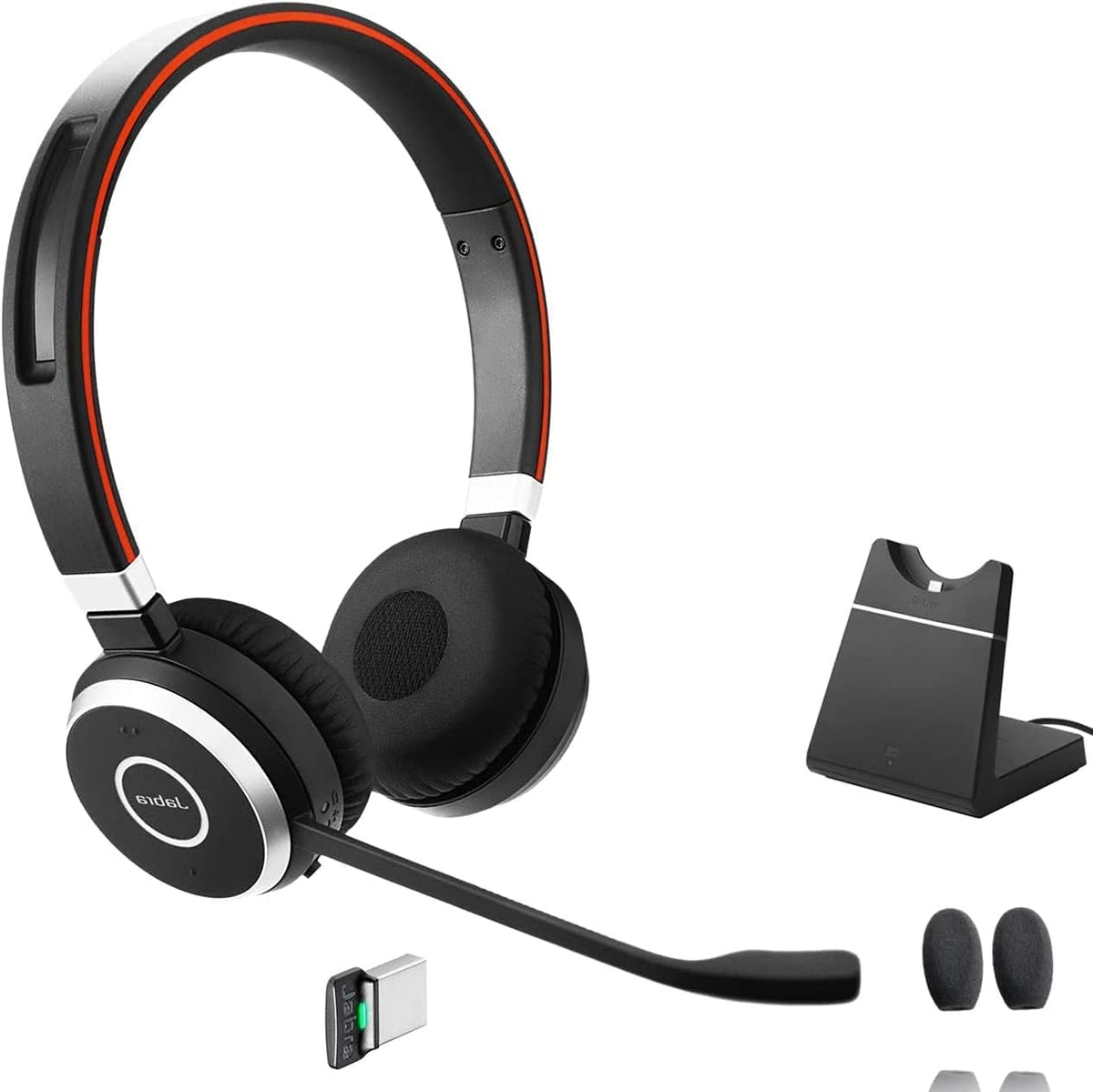 Jabra Evolve 65 UC Stereo Headset with Charging Stand, Link 370 USB Adapter, Bluetooth Headset I700