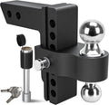 Adjustable Trailer Hitch Ball Mount, 2-Inch Receiver, 6-Inch Drop, Forged Aluminum Shank, 2-Inch and 2-5/16-Inch Combo Stainless Steel Tow Balls, Black A900303