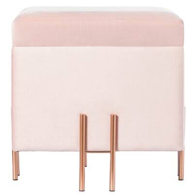Pink Velvet Square Storage Ottoman F501973