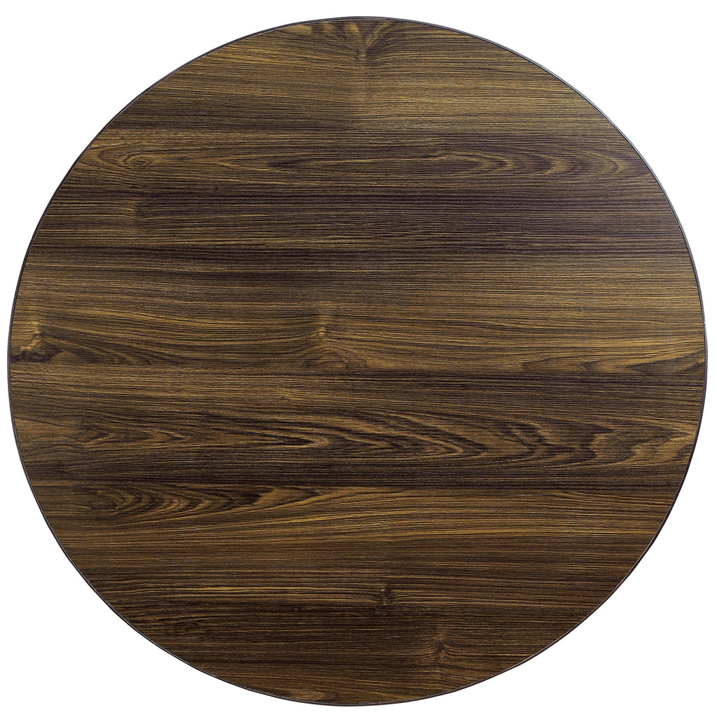 Walnut-Finished Wood/Veneer 48-Inch Round Industrial Dining Table X902652