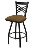Swivel Counter Stool with Black Wrinkle Finish and Saddle Seat N98290
