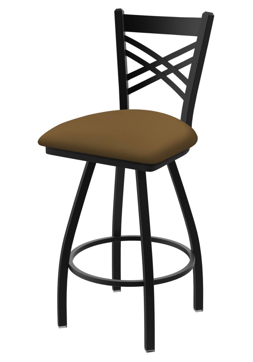 Swivel Counter Stool with Black Wrinkle Finish and Saddle Seat N98290