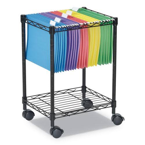 Black 2 Tier Rolling File Cart U8696
