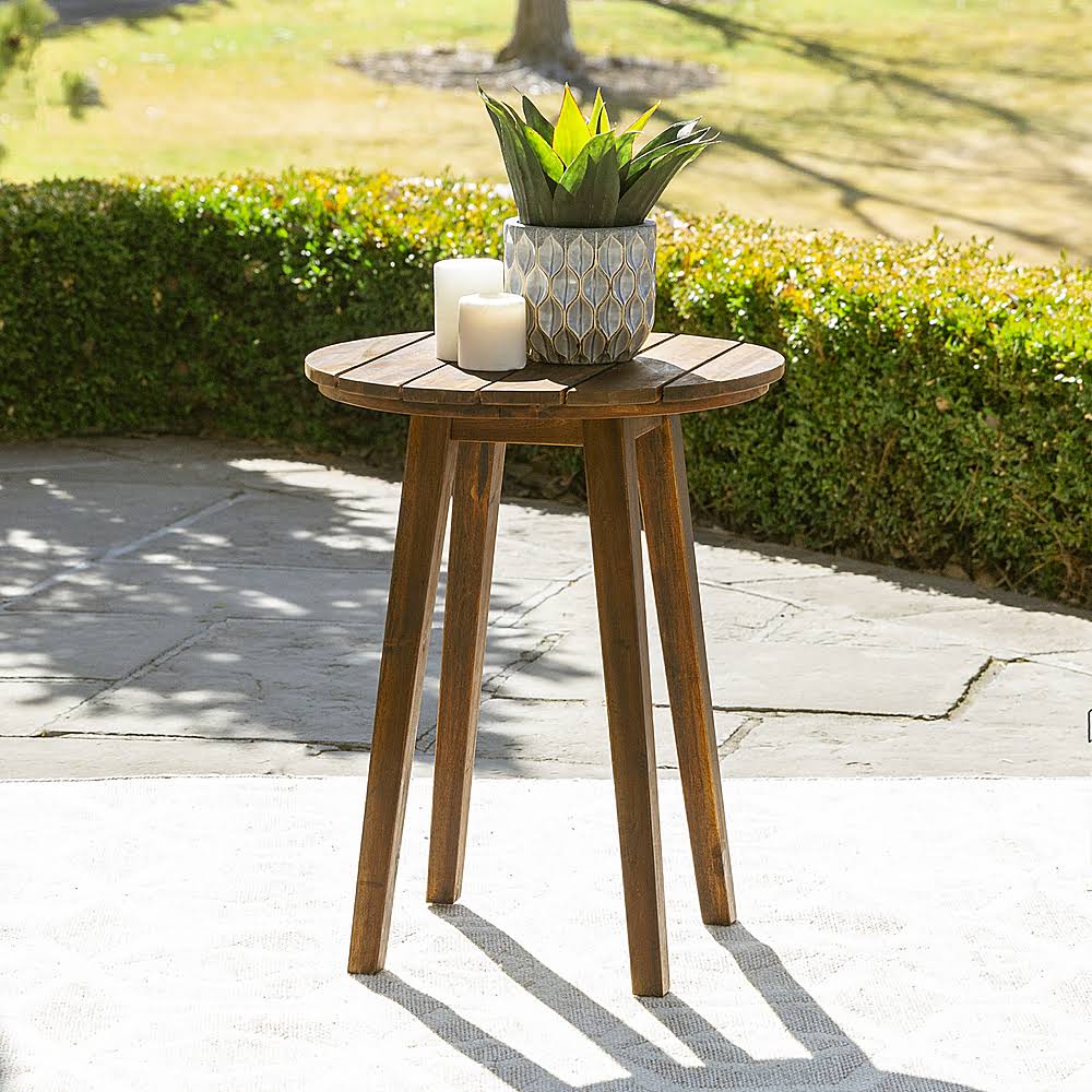 Dark Brown Acacia Wood Outdoor Side Table R256