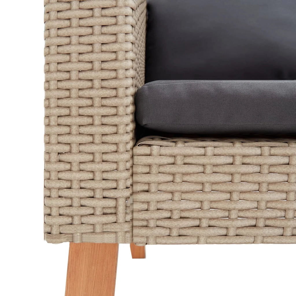 3 Piece Poly Rattan Outdoor Sectional Sofa Set with Cushions J557931
