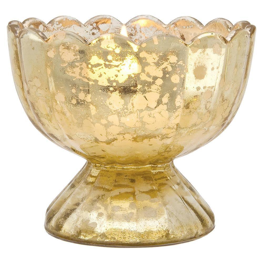 Vintage Mercury Glass Chalice Candle Holders, 3-Inch, Gold, 6 Pack R993750