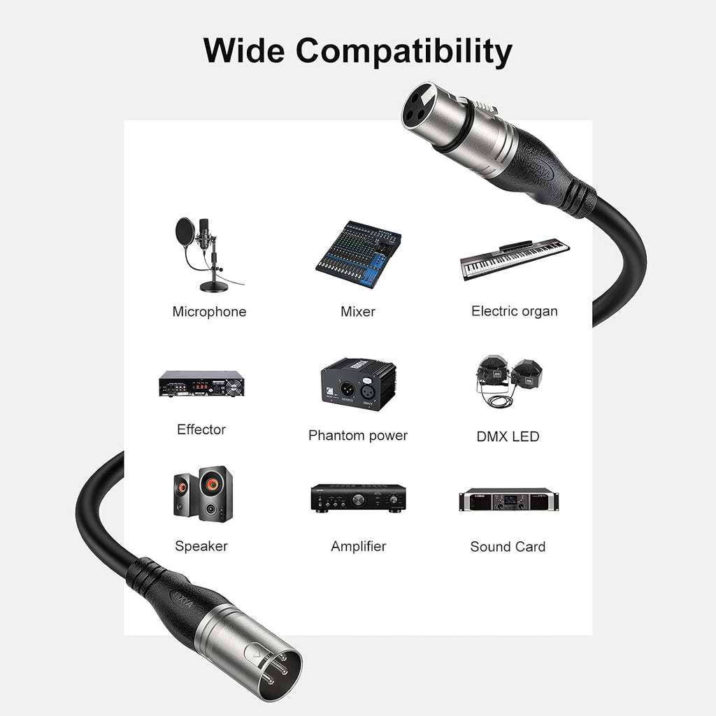 100 Ft XLR Microphone Cable, Black, Pack of 2 U790
