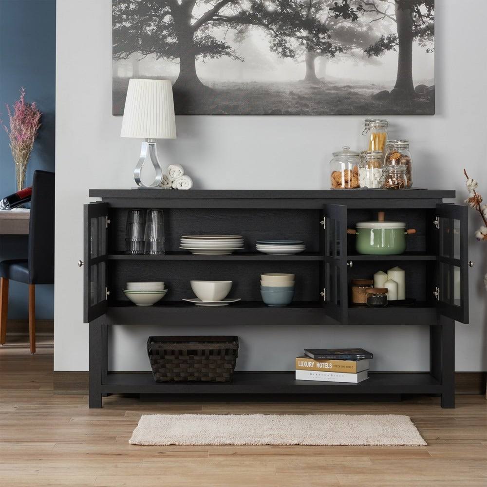 Black Contemporary Buffet Table Q392