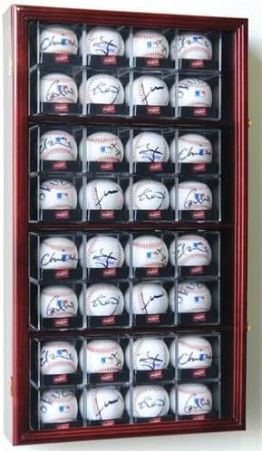 Cherry Baseball Display Case Cabinet S105
