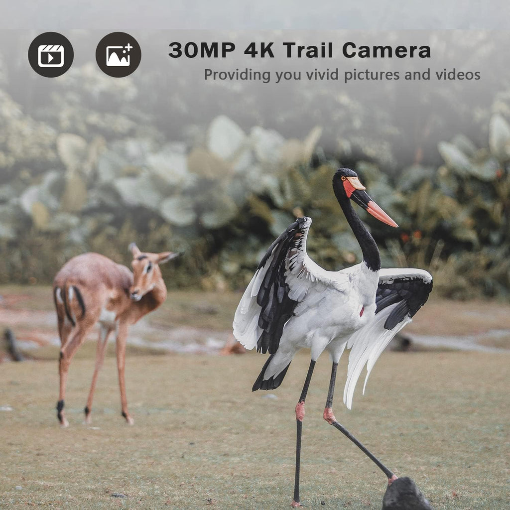 4K 30MP Trail Camera with Night Vision, 120° Wide Angle, IP66 Waterproof O243091