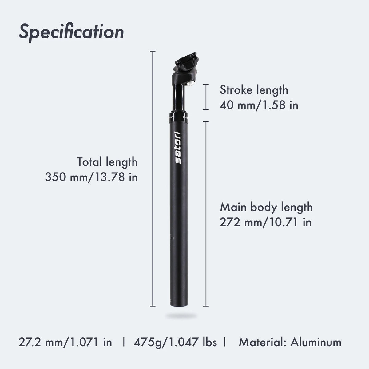 Suspension Seatpost Shock Absorber for MTB 27.2/28.6/30.0/30.4/30.9/31.6mm 355MM Bike Seat Post Setback Y232