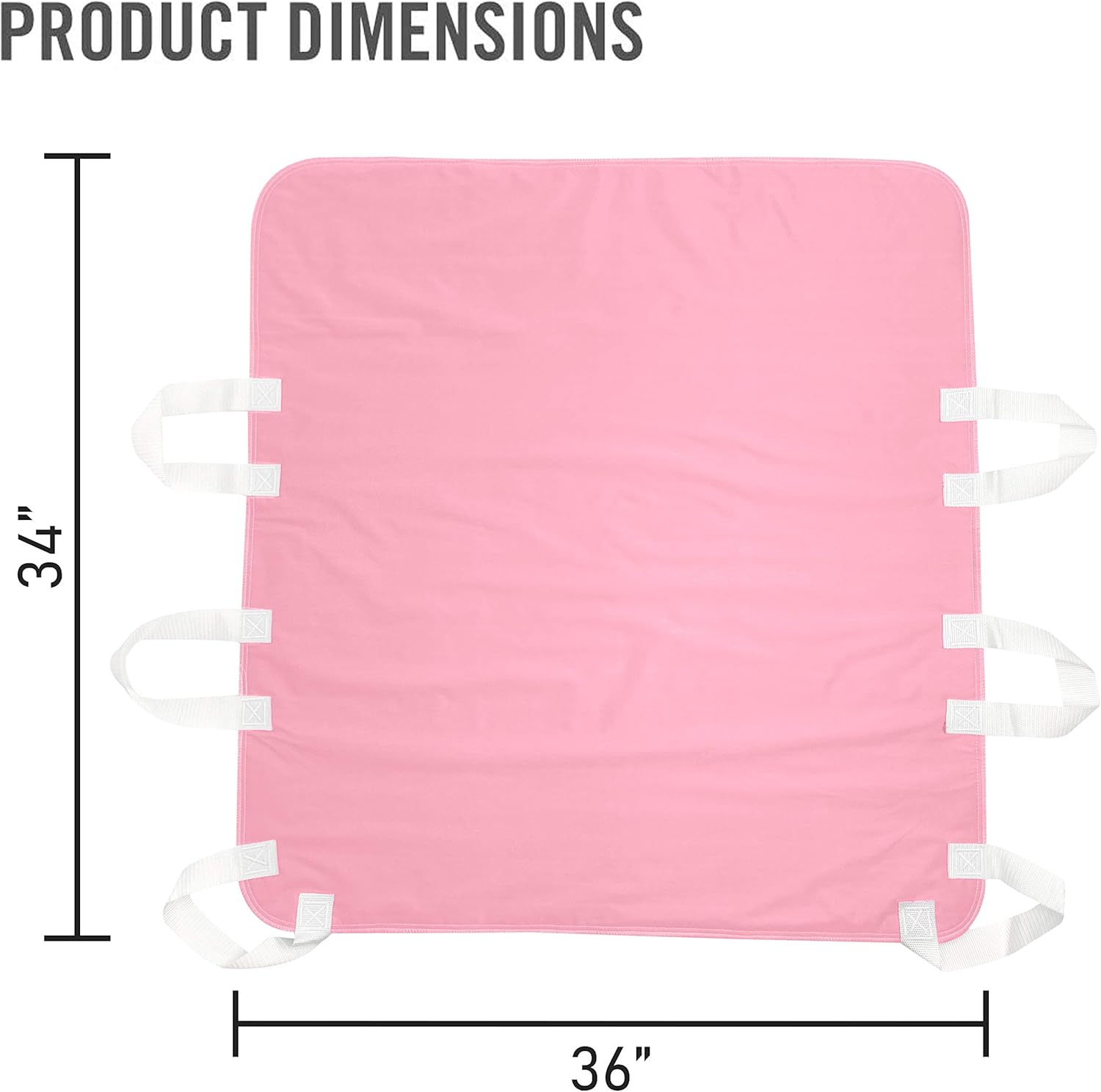 Waterproof Reusable Incontinence Bed Pad with 6 Handles, 34” x 36” (2-Pack Pink) M670538