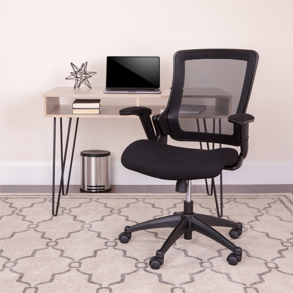 Black Mesh Executive Swivel Office Chair with Molded Foam Seat and Adjustable Arms S728