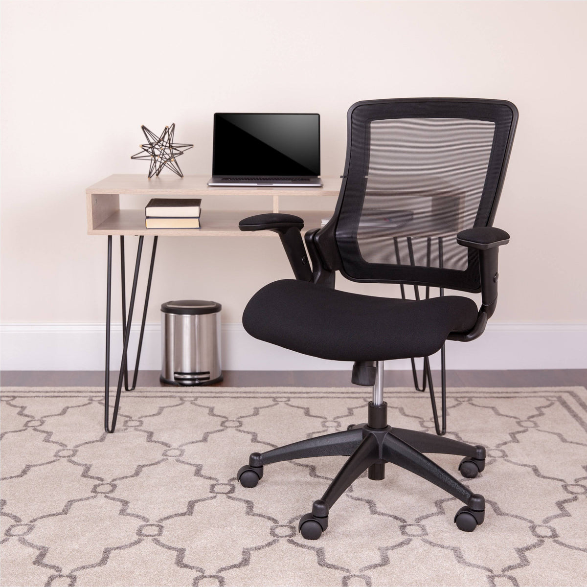 Black Mesh Executive Swivel Office Chair with Molded Foam Seat and Adjustable Arms S728