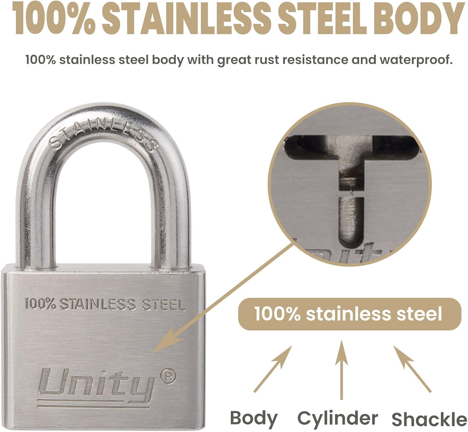 100% Stainless Steel Keyed Alike Marine Lock (5, 50mm) C29856