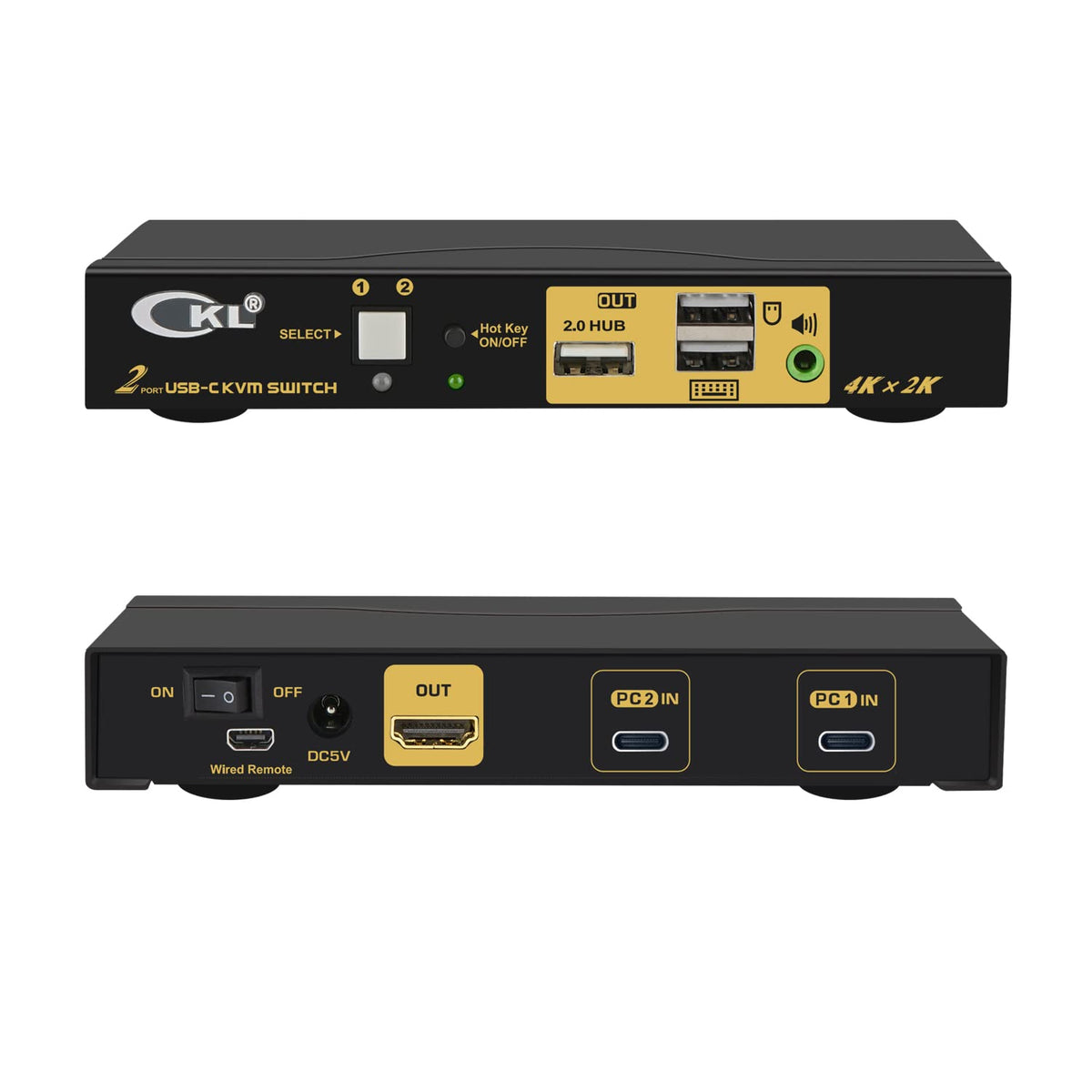 2 Port KVM Switch Dual Monitor HDMI 4K 60Hz with Cables U20974