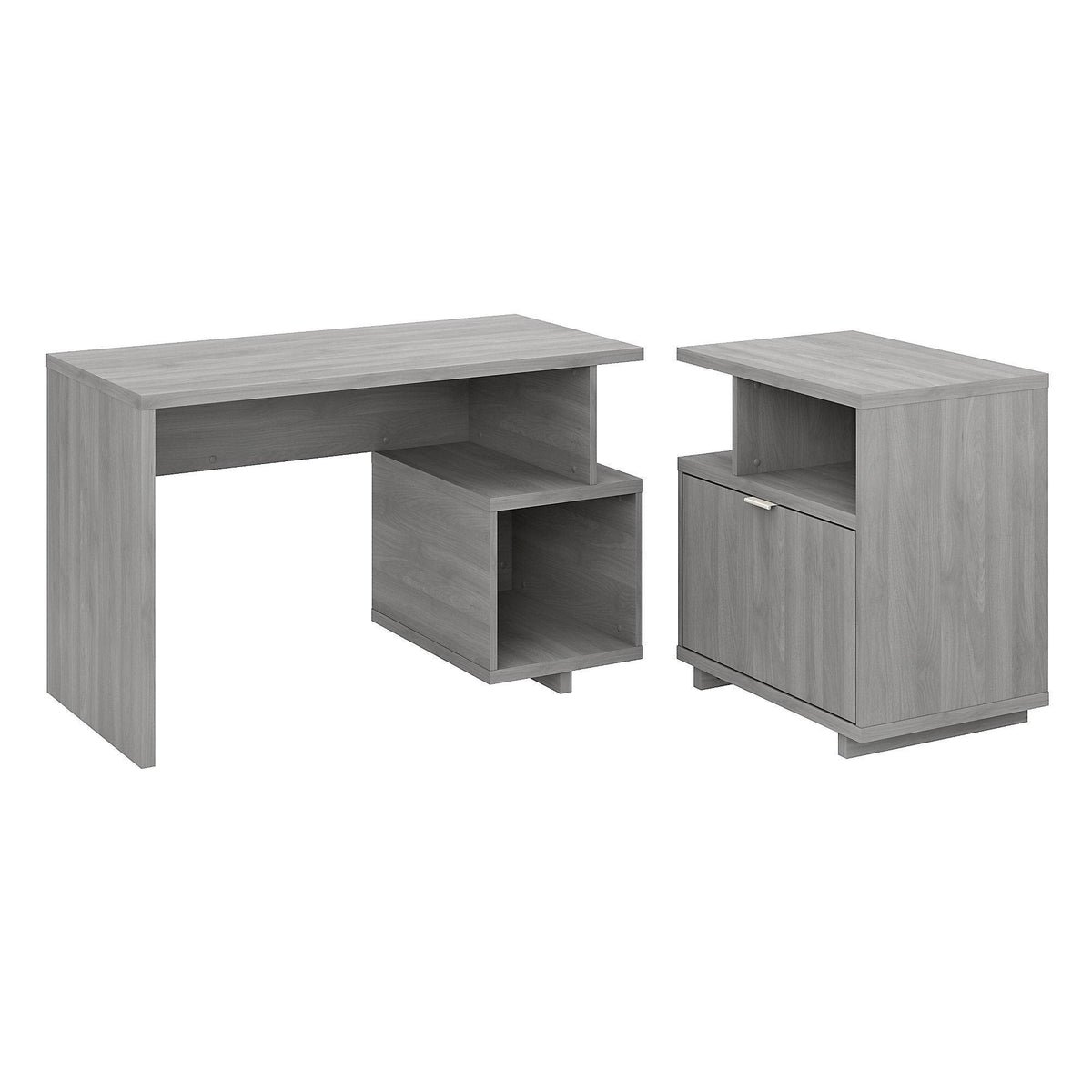 48W Writing Desk with Lateral File Cabinet Pure White N6724