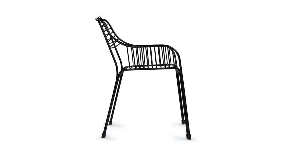 Black Outdoor Dining Armchairs Metal Frame A878