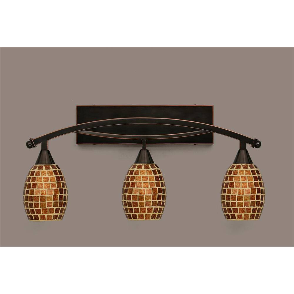 Three Light Bath Bar with Copper Mosaic Glass M685137
